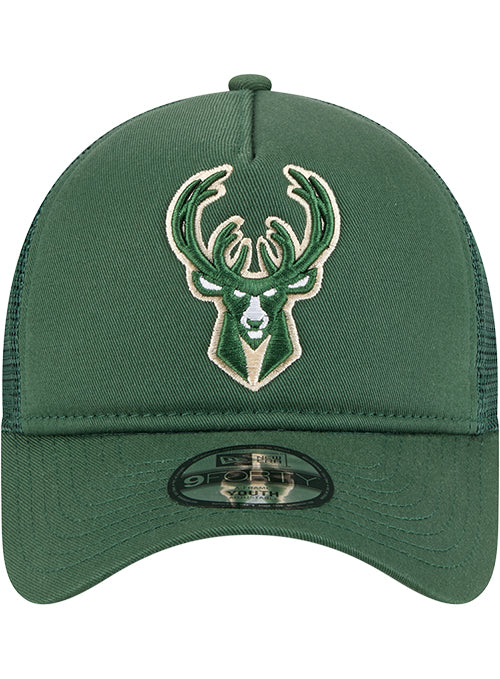 Youth New Era 9Forty Milwaukee Bucks Trucker Snapback Hat - Image 3