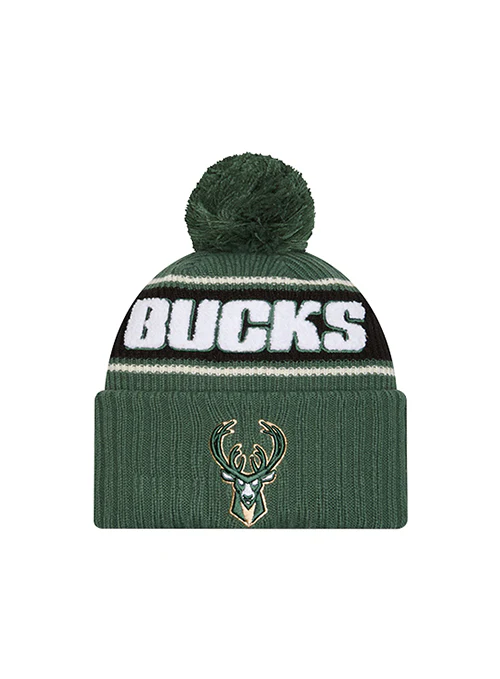 Youth New Era Bold Milwaukee Bucks Pom Knit Hat